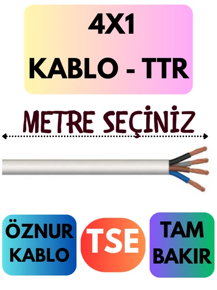 Öznur 4X1 TTR Kablo Metre Seçenekli (Beyaz)