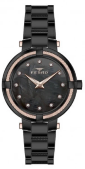 Ferro 32 mm Siyah Çelik Kordon Kadın Kol Saati F40097A-G F40097A-G