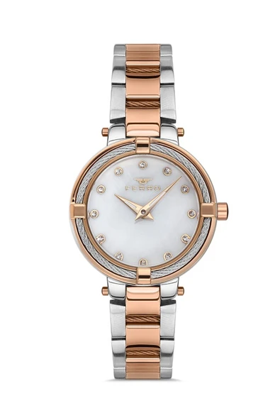 Ferro 32 mm Rose ve Gümüş Çelik Kordon Kadın Kol Saati F40097A-E F40097A-E