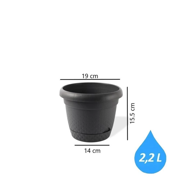 Omnipazar KRS Dekoratif İnci Bitki Çiçek Saksı Takımı 5'li Set Antrasit - Resim 5