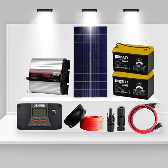Mini Bağ Evi İçin 170W Güneş Paneli ve 1200W İnverterli Solar Enerji Paketi