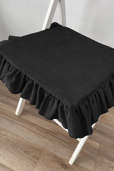 Fırfırlı Sıvı & Leke Itici Iskandinav Sandalye Minderi Siyah - 2