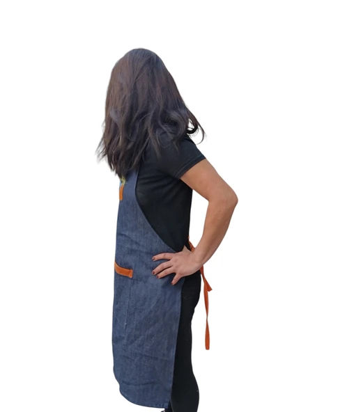 Anneler günü Kim İlkbahar Çiçekleri Nakışlı Keten, Chef Mutfak Önlüğü - 2