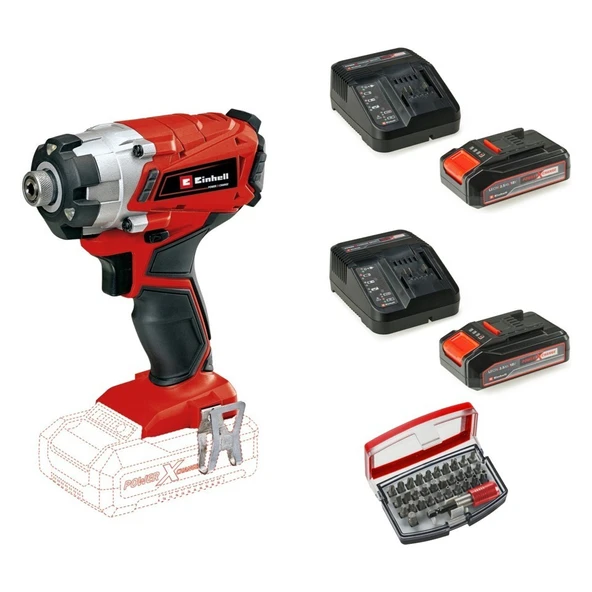 Einhell TE-CI 18/1 Li - Torklu Darbeli Matkap + 2 x 2.5 Ah Starter Kit Akü (Bits Uç Dahil)