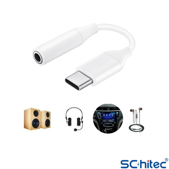 ScHitec UC10 Type-C to 3.5mm Jack Dönüştürücü Adaptör Beyaz - 4