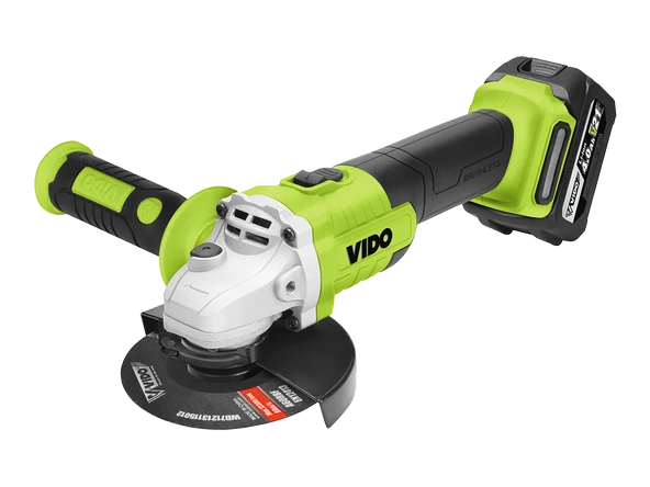 VIDO Profesyonel 115mm Akülü Kömürsüz Motor 21 Volt Lion  Avuç Taşlama Makinesi (WD040520210)