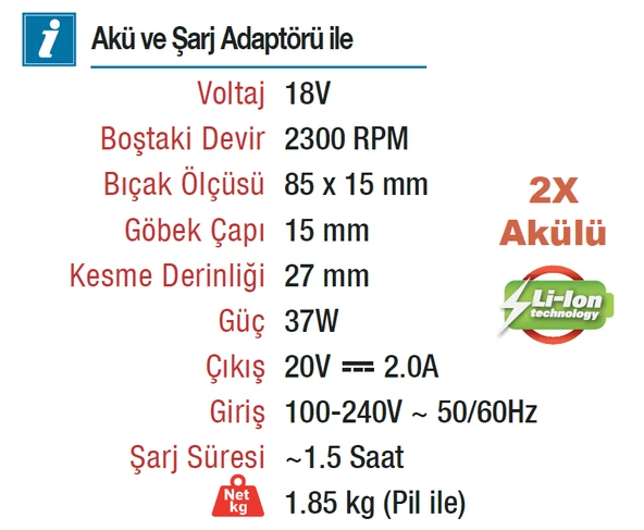VIDO 18 Volt Akülü Mini Daire Testere Makinesi (WD041220180) - 2