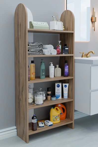 Limnizza 5 Raflı Modern Banyo Düzenleyici Raf Ünitesi Çok Amaçlı Depolama Rafı Havluluk Şampuanlık Dolap Atlantik Çam - 2