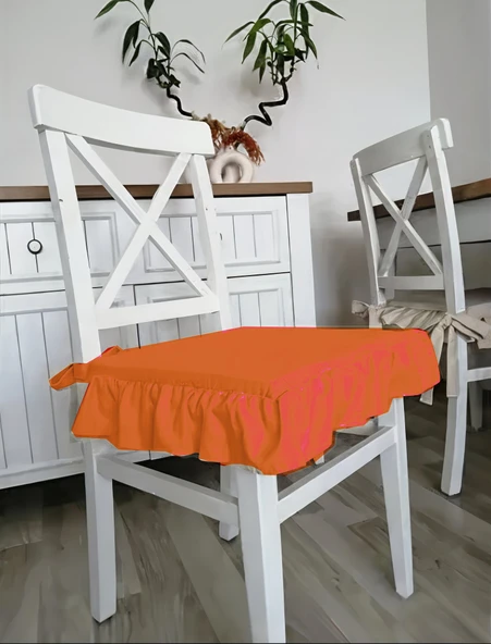 Fırfırlı Sıvı & Leke Itici Iskandinav Sandalye Minderi Tarçın Kiremit