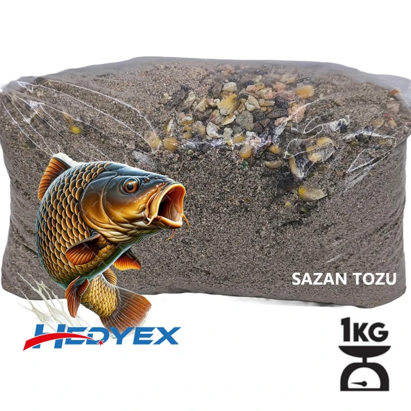Hedyex 1Kg Sazan Tozu Yüksek Proteinli Özel Katkılı Sazan Alabalık Avı Toz Yem