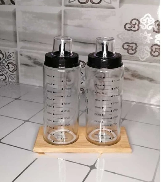Ahşap Yağdanlık Altlığı -2 Bölmeli Yağlık Sosluk Standı (368368)