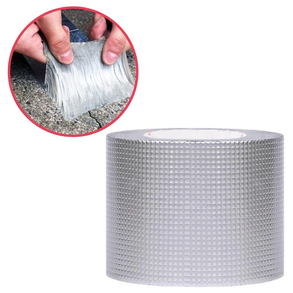 Folyo Kauçuk Bant Yapışkanlı Su Geçirmez Çatı Boru Tamir Bandı (2Metre x 10 Cm) (368368)