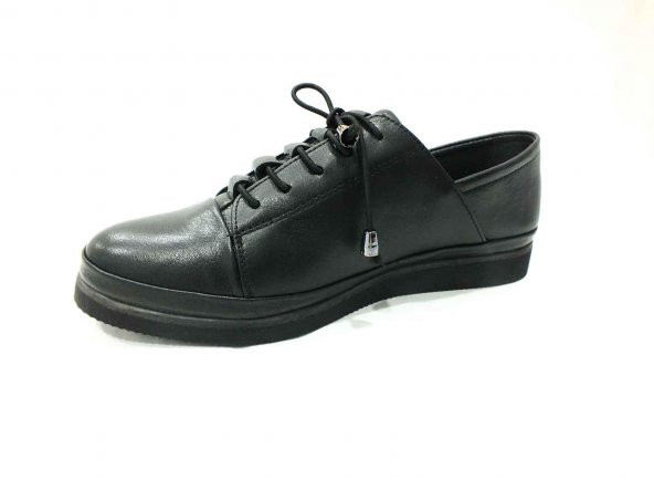 Marine Shoes Hakiki Deri Günlük Kadın Ayakkabı Siyah-Siyah 86 K196 - 2