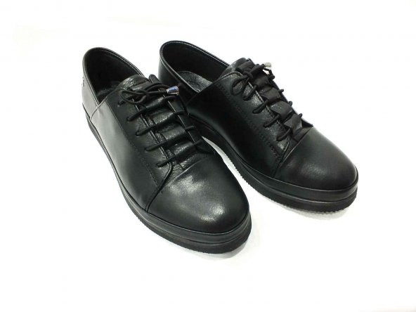 Marine Shoes Hakiki Deri Günlük Kadın Ayakkabı Siyah-Siyah 86 K196 - 4