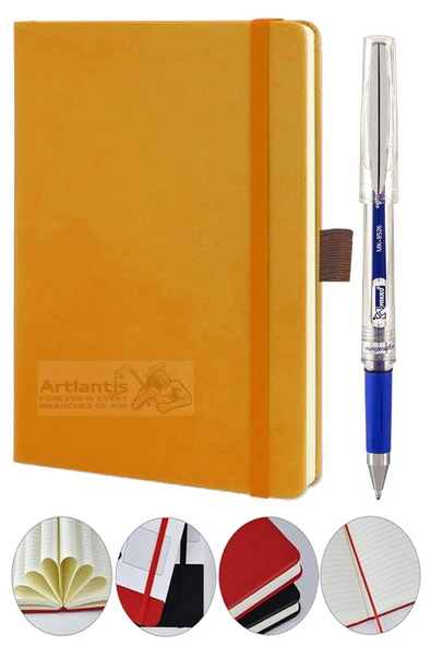 Tarihsiz Ajanda Çizgili Sert Kapak Lastikli 13x21 cm ve Pilot Kalem Seti 1 Paket Not Defteri Çizgili Kalem Tutuculu - 10