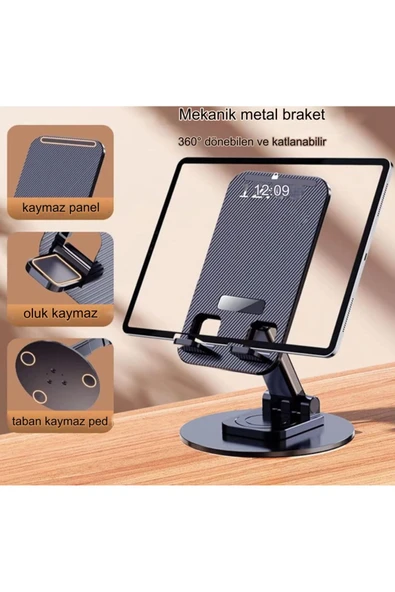 Ozmik Telefon Ve Tabletler İçin Uyumlu Çok Amaçlı 360° Dönebilen Stand - 6