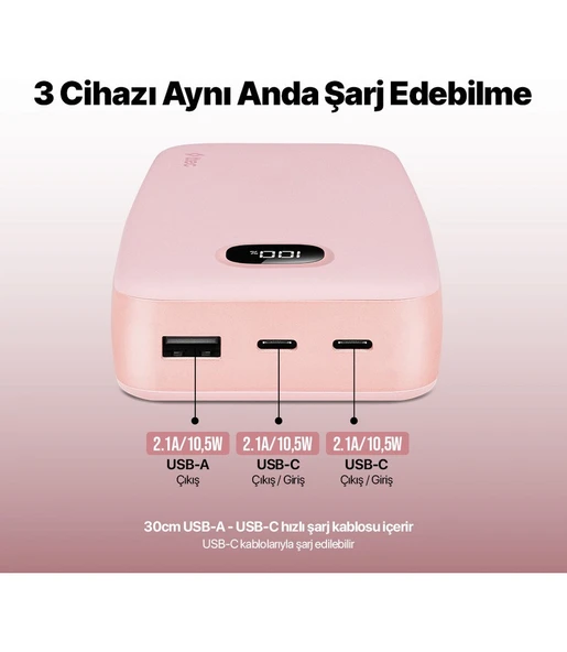 Ttec Chargeup LCD 20.000MAH Taşınabilir Hızlı Şarj Aleti / Powerbank - Resim 6