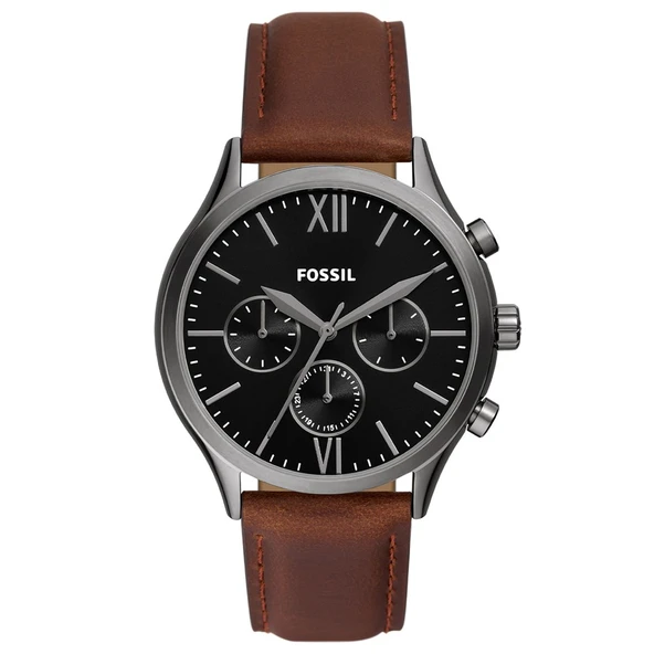 Fossil FBQ2814 Quartz Deri Kahverengi Siyah Kadran 44 mm Erkek Kol Saati
