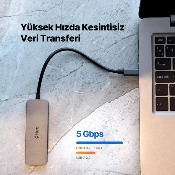 Ttec 4 Girişli Usb-C Hub/çoklayıcı Usb-A 3.2 Hub 4*usb-A 3.2 (Macbook Uyumlu) - Resim 3