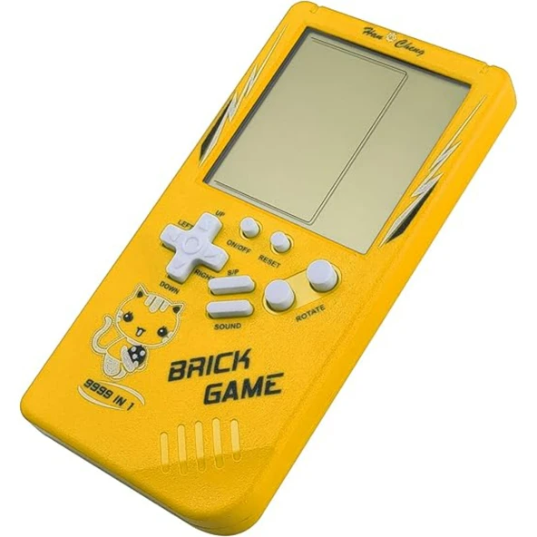 Ozmik Tuğla Oyun Konsolu 23 Bulmaca Oyunu Dahili, 3.5 inç LCD Mini Taşınabilir Atari Sarı