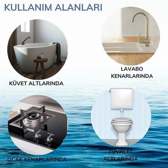 BUFFER® Su Sızdırmaz  Banyo Mutfak Lavabo Küvet İzolasyon Şerit Bant - 6