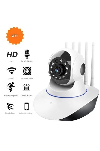 Ozmik CMR11 5 Antenli 360 Dönebilen Bebek Monitörü 10m Gece Görüşlü Hareket Algılama Sensörlü 2 Yönlü İnterkom