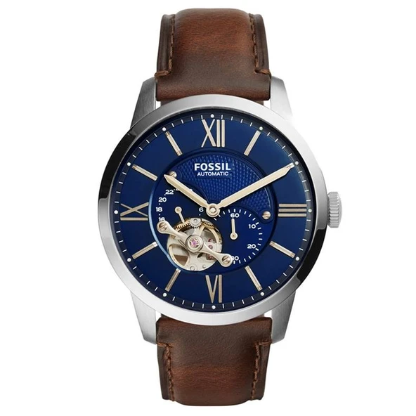Fossil FME3110 Otomatik Deri Kahverengi Lacivert Kadran 44 mm Erkek Kol Saati