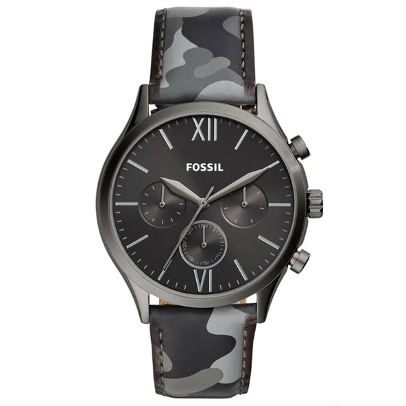 Fossil FBQ2456 Quartz Deri Gri 44 mm Erkek Kol Saati