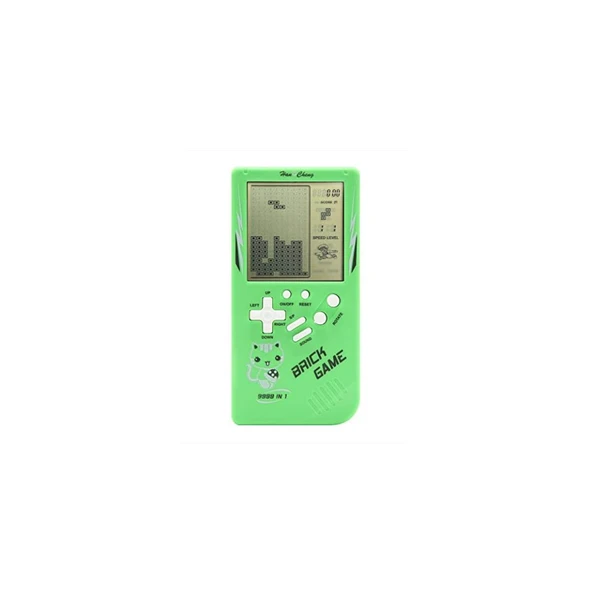Ozmik Tuğla Oyun Konsolu 23 Bulmaca Oyunu Dahili, 3.5 inç LCD Mini Taşınabilir Atari yeşil