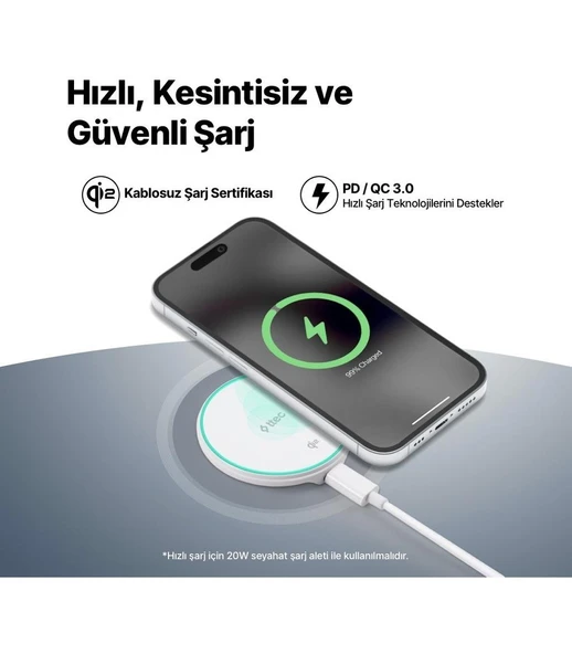 Ttec Aircharger M Pro Qi2/magsafe Özellikli 15W Iphone/android Kablosuz Hızlı Şarj Aleti - Resim 3