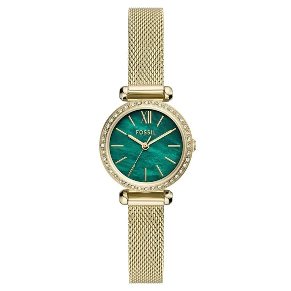Fossil FBQ3987 Quartz Çelik Hasır Altın Rengi Yeşil Kadran 26 mm Kadın Kol Saati