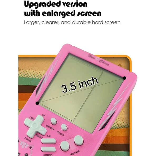 Ozmik Tuğla Oyun Konsolu 23 Bulmaca Oyunu Dahili, 3.5 inç LCD Mini Taşınabilir Atari pembe - 2