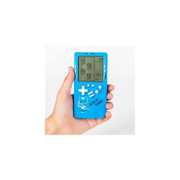 Ozmik Tuğla Oyun Konsolu 23 Bulmaca Oyunu Dahili, 3.5 inç LCD Mini Taşınabilir Atari Mavi - 4