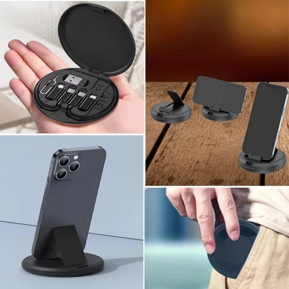 BUFFER® 60w Destekli Kablo Kutusu Seyahat Kablo Seti 5'i 1 arada USB Type-C Şarj Kablosu Seti - 4
