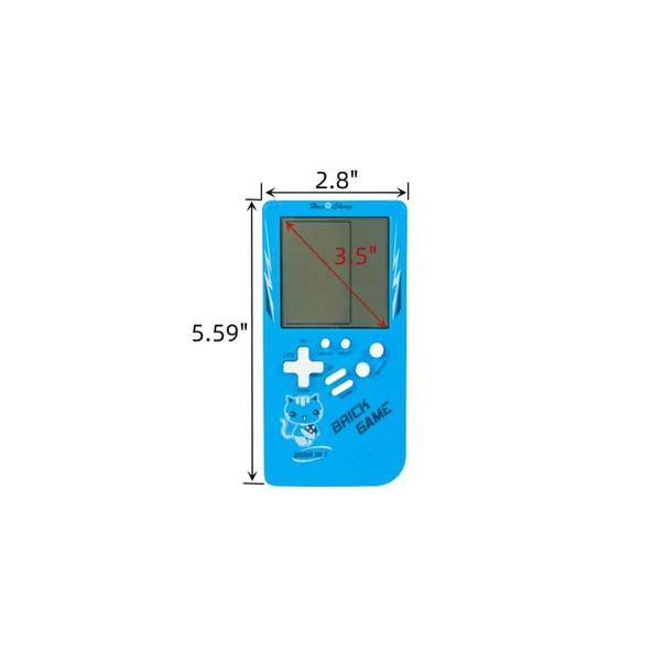Ozmik Tuğla Oyun Konsolu 23 Bulmaca Oyunu Dahili, 3.5 inç LCD Mini Taşınabilir Atari Mavi - 5