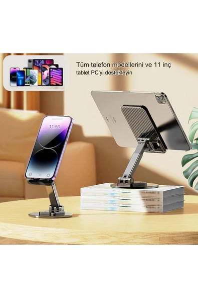 Ozmik Telefon Ve Tabletler İçin Uyumlu Çok Amaçlı 360° Dönebilen Stand - 3