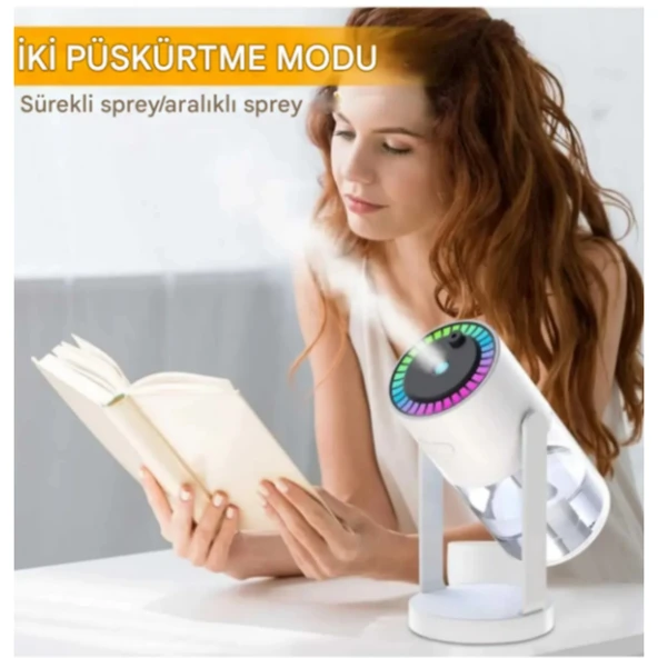 Ozmik CL28 Tavana Işık Yansıtan Gece Lambası Hava Nemlemdirici Ev ve Araba İçin Işıklı Aromaterapi Pembe - Resim 5