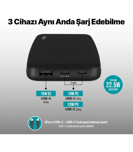 Ttec Chargeup Pro 10.000MAH Pd 20W Taşınabilir Hızlı Şarj Aleti Powerbank - Resim 3
