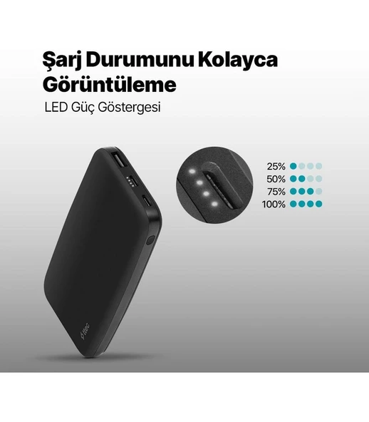 Ttec Chargeup 10.000MAH 15W Taşınabilir Şarj Aleti Powerbank - Siyah - Resim 5