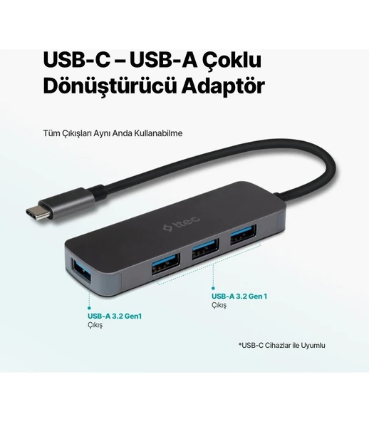 Ttec 4 Girişli Usb-C Hub/çoklayıcı Usb-A 3.2 Hub 4*usb-A 3.2 (Macbook Uyumlu) - Resim 2