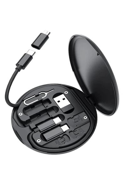 BUFFER® 60w Destekli Kablo Kutusu Seyahat Kablo Seti 5'i 1 arada USB Type-C Şarj Kablosu Seti - 6