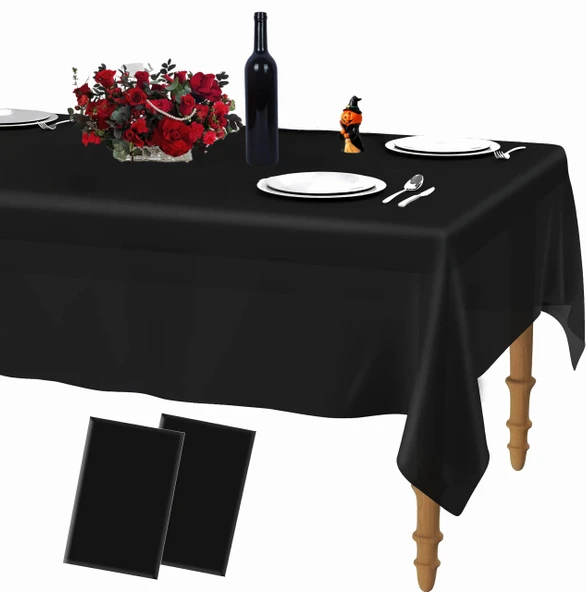 MASA ÖRTÜSÜ BASKISIZ SİYAH DOĞUM GÜNÜ, PARTİ,MEVLİTLER İÇİN MASA ÖRTÜSÜ 120x180 ürün görseli 1