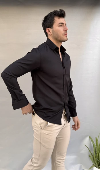 Düz Slim Fit Gömlek - 2