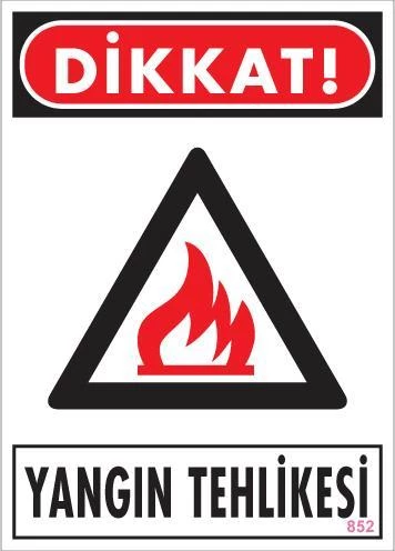 Avmdepo  Dikkat Yangın Tehlikesi Uyarı Levhası 25x35 KOD:852