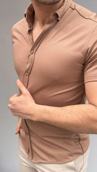 Düz Slim Fit Kısa Kol Gömlek - 2