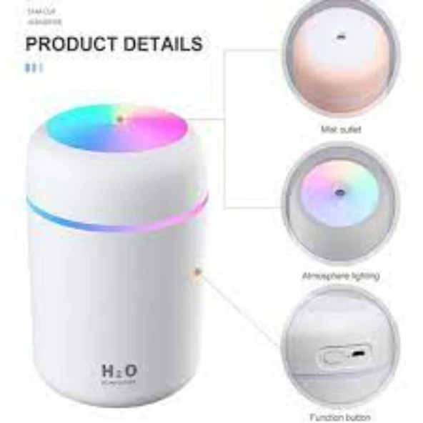 Ozmik H2o Humidifier 300 ml Ulrasonik Hava Nemlendirici Ve Aroma Difüzörü - Resim 4