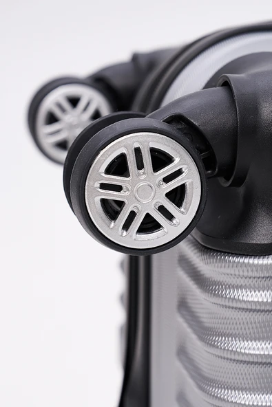 4'lü Valiz Seti Elatae Valiz Büyük - Orta - Kabin Boy ve Makyaj Gri 1020 - 6