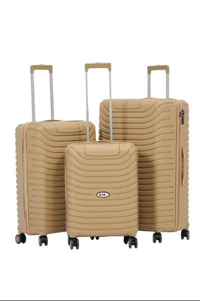 Keo-Plus Gold 3 lü Set Silikon Kırılmaz PP Valiz