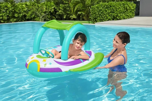 Bestway Space Splash Gölgelikli Çocuk Şişme Botu ( Bebe Flatörü ) 107x112cm - 12