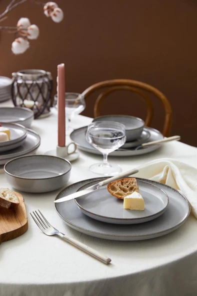 Kütahya Porselen Moderna 24 Parça 6 Kişilik Yemek Takımı Gri - 2